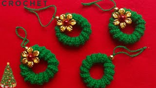 En Solo 10 Minutos TEJE ésta Linda CoronaAdorno Navideño a CROCHETCrochet Christmas PatternNavida [upl. by Vogel]