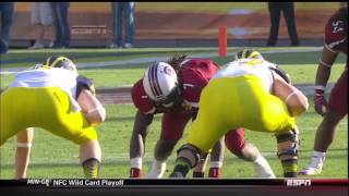 2013 USC vs Michigan  Jadeveon Clowney Huge Hit Forced Fumble Fumble Recovery [upl. by Natrav]