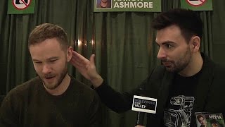 Aaron Ashmore talks Killjoys and lets reporter rub his hair [upl. by Guntar]