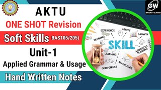 UNIT 1 ONE SHOT I APPLIED GRAMMAR AND USAGE I SOFT SKILLS I AKTU I GATEWAY CLASSES [upl. by Drogin940]