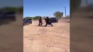 Arizona cop picks up dog and charges suspect after it fails to attack him [upl. by Acemat]