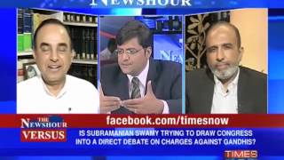 Subramanian Swamy vs Arnab Goswami Sanjay Jha debate over Rahul Sonia fraud on Times Now [upl. by Islek]