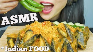 ASMR Vegetable BIRYANI  CURRIED MUSSELS Indian FOOD EATING SOUNDS NO TALKING  SASASMR [upl. by Waine]