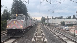 Caltrain full line timetable and Cabride Gilroy  San Francisco 405 Limited Cabcar 4021 60623 [upl. by Laumas]