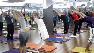 Power Yoga Basic Surya Namaskar by Master Akshar and APY group [upl. by Odraude693]