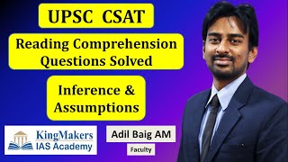 CSAT Comprehension Inference Assumption Type Questions  UPSC  Adil Baig  KingMakers IAS Academy [upl. by Moshe]