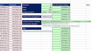 Excel Magic Trick 1426 Lookup Row amp Column Headers From 2Way Lookup Table with Unique Values [upl. by Aseeral432]