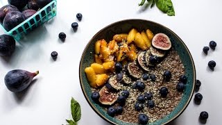 Morning Vibes  Buckwheat Porridge amp Basil Stewed Peaches Vegan [upl. by Akihdar]