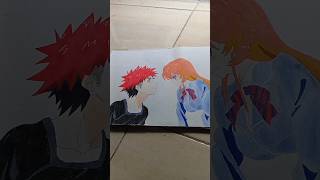 Anime art Souma and Erina Shokugeki no souma animeart drawing shorts [upl. by Ilzel203]