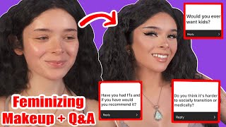 Feminizing Makeup GRWM  Answering YOUR Questions [upl. by Notlrac]