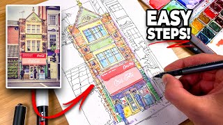 URBAN SKETCHING Tutorial  Easy StepbyStep For Beginners [upl. by Pathe511]