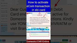 sbi ecom transaction activate kaise kare  How to enable online payment in sbi card shorts [upl. by Eecart]