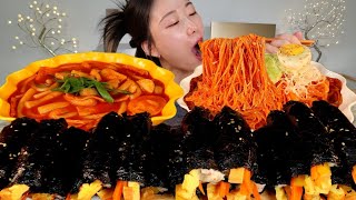 ASMR 분식특집 꼬마김밥 국물떡볶이 쫄면 리얼먹방  rice roll stirfried Rice Cake Jjolmyeon MUKBANG [upl. by Liahus]