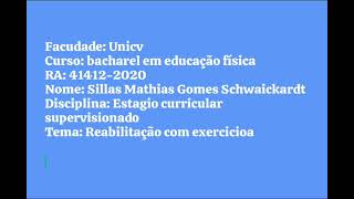 Intervenção profissional de estágio sou sillas mathias curso bacharel em educação fisica UNICV [upl. by Oiratnom969]