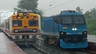 WDG  4D vs WAG 12 LOCOMOTIVE DANGEROUS 120 KMPH TRAIN UNDER HEAVY MONSOON 🌧️ [upl. by Stout]