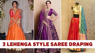 Lehenga Style Saree Draping How to wear silk saree in lehenga style [upl. by Anelaj806]