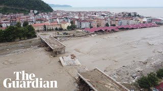 Drone footage shows devastating aftermath of Turkey floods [upl. by Llij]