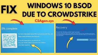 Fix Windows 10 CrowdStrike Blue Screen Of Death CSAgensys Crowdstrike BSOD Fix [upl. by Gerik]