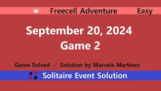 FreeCell Adventure Game 2  September 20 2024 Event  Easy [upl. by Herr]