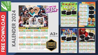 FREE DOWNLOAD 5 TEMPLATE KALENDER KARAKTER 2024  FILE CDR X7 [upl. by Mischa674]