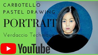 Drawing a portrait with CarbOthello chalk pencils using the Verdaccio technique [upl. by Sedaiuqlem]