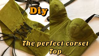 How to make a corset top  diy trendy corset top  corset top with cups [upl. by Ahsieki]