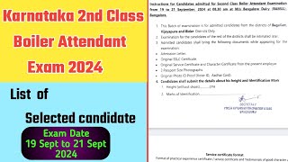 Karnataka 2nd Class Boiler Attendant Exam 2024  List of Selected candidate [upl. by Darreg239]