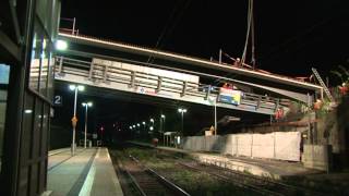 Stahlbetonträger für neue Brücke in Obervellmar eingehoben [upl. by Lynelle15]