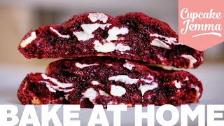 Red Velvet New York Cookie Recipe  Cupcake Jemma [upl. by Ayrolg]