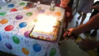 Lighting Nannas 100th Birthday Cake [upl. by Atnauqal532]