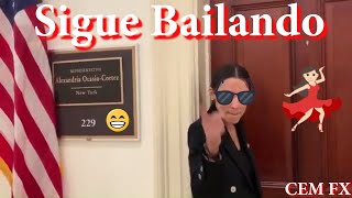 Alexandria OcasioCortez dancing to Sigue Bailando by CEM  Enjoy [upl. by Dougal189]