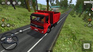 Red Tipper truck offroading truck 10 wheels truck Bus simulator Indonesia bussid Mod game play [upl. by Ttirb613]