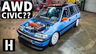 AWD Swapped Turbo Honda Civic EF Party Wagon [upl. by Raknahs]