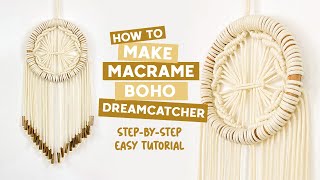 DIY Macrame Tutorial  How To Make Macrame Boho Dreamcatcher  Easy Tutorial For Beginners [upl. by Marys]