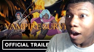 Vampire Survivors Operation Guns  Official Contra amp PS Announce Trailer REACTION [upl. by Drape]