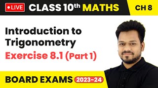 Exercise 81 Part 1 NCERT  Introduction to Trigonometry  Class 10 Maths Chapter 8  LIVE [upl. by Okoy]