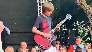 10 YearOld Jake Asked to Play Guitar with a Rock Band [upl. by Frangos]