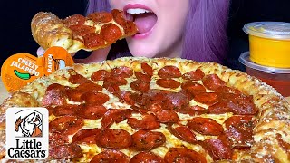 ASMR LITTLE CAESERS PIZZA MUKBANG NO TALKING NEW EXTRAMOSTBESTEST STUFFED CRUST [upl. by Htebharas755]