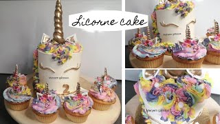 Licorne cake à la crème au beurre et astuce pour rosaces multi couleurs facile [upl. by Behka]