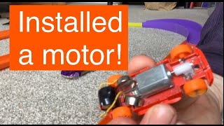 Hot wheels installed a motor in a hot wheels car [upl. by Ronna267]