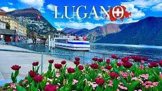 LUGANO SWITZERLAND🇨🇭Charming Swiss City Walking Tour in Spring [upl. by Anum779]