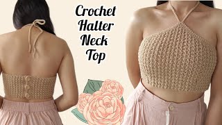 Crochet Halter Neck Top Tutorial  Crochet Tutorial  MichelleACrochet [upl. by Minier564]