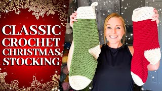 EASY Classic Crochet Christmas Stockings  Beginner Friendly  StepByStep Tutorial [upl. by Noryb859]