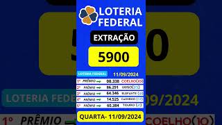 🍀 LOTERIA FEDERAL 5900 de HOJE 11092024 [upl. by Orthman705]