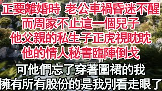 正要離婚時 老公車禍昏迷不醒，而周家不止這一個兒子，他父親的私生子正虎視眈眈，他的情人秘書臨陣倒戈，可他們忘了穿著圍裙的我，擁有所有股份的是我別看走眼了【顧亞男】【高光女主】【爽文】【情感】 [upl. by Meehaf]