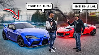 Tuned MK5 Supra VS Supercharged Lotus Evora [upl. by Edithe]