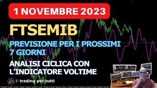 FTSEMIB Previsione per i prossimi 7 giorni con indicatore Voltime ANALISI DEL 011123 [upl. by Beau]