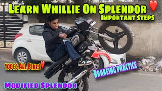 Learning Whille On Modified Splendor with rear Brake all 100cc Bikes [upl. by Cecilio]