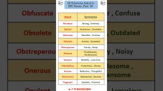 Synonyms asked in SSC Exams Part56 SSC MTS  Daily VocabVocab Walaytshortsindia shorts [upl. by Celesta820]