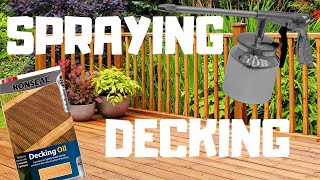 Spraying Ronseal Decking oil [upl. by Anem]